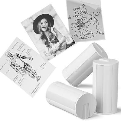 Genuine Self-Adhesive Thermal Printer Stickers, Compatible with PM290C Mini Sticker Printer, Black on White, 54mmx3.2m Sticker Paper for Journal, Study, Photos, Note, 3 Rolls, Transparent