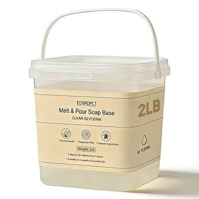 2lb Clear Glycerin Soap Base in Bucket - Airtight Resealable Lid, Moisture Proof, Premium Glycerin Melt and Pour for DIY Soap Making Supplies (Transparent, 2 Pound)