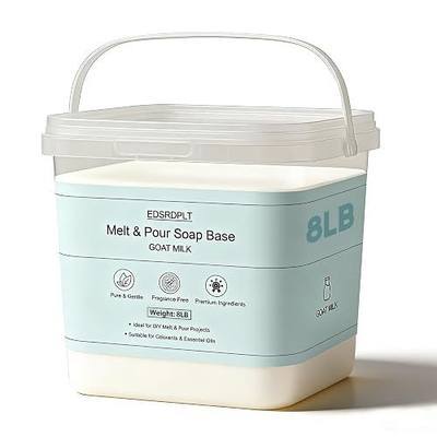 8lb Goat Milk Soap Base in Bucket - Airtight Resealable Lid, Moisture Proof, Premium Glycerin Melt and Pour for DIY Soap Making Supplies (Goat Milk, 8 Pound)