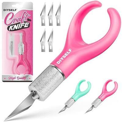 DIYSELF Fingertip Craft Knife, Detail Hobby Knife with 5 Extra #11 Blades | Safety Cap and Secure Blade Lock, Finger Knife for Detail Cutting, Finger Blade for Crafting Paper, Vinyl, Foam and Models