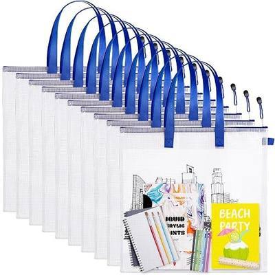Reginary 10 Pcs Back to School Art Portfolio Bags, 16 x 16 Inch Poster Storage Bags with Zipper and Handles, Waterproof PVC Artwork Portfolios for Students Teachers Bulletin Board Supplies(Blue)