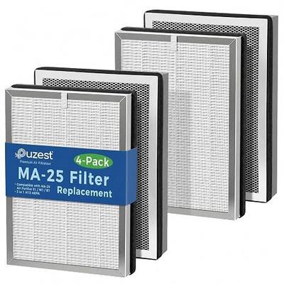 4-Pack MA-25 Replacement Filter Compatible with MA-25 Air Purifier S1/W1/B1, 3-Stage H13 True HEPA and Activated Carbon Filter