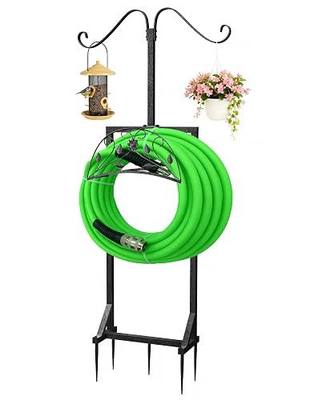 Garden Hose Holder Outside: Water Hose Stand with 2 Shepherds Hooks | for Lawn Yard Outdoor Decor