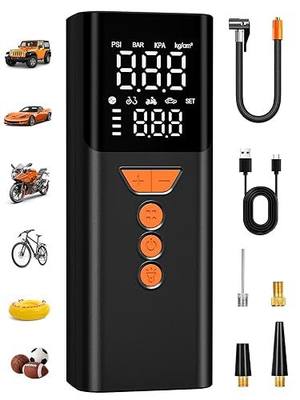 Tire Inflator Portable Air Compressor, 150PSI Cordless Air Pump for Car Tires with Auto Shut-Off, Portable Tire Pump for Car, Bike, Motorcycle and Balls