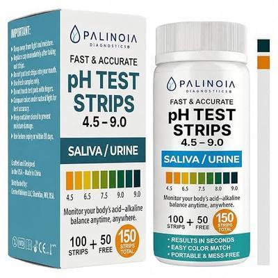 pH Test Strips for Tracking Body Acidity & Alkalinity – Fast Results Using Saliva or Urine, 150-Count Wellness Testing Kit for At-Home pH Monitoring