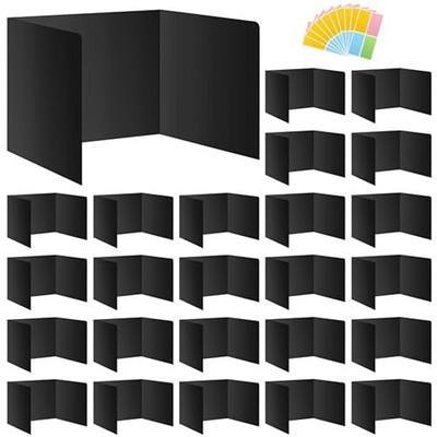 24 Pack Black Desk Dividers for Students, Waterproof Plastic Study Boards, Durable Exam Privacy Shields, Classroom Privacy Folders, Ideal School Supplies for Focused Learning (24 Pack)