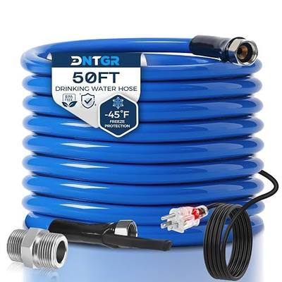 50FT Heated Water Hose for RV,Heated Drinking Water Hose,Lead and BPA Free,1/2" Inner Diameter,Temperatures Down to -40°F,Rv Freshwater Hoses with Fittings,Blue Appearance