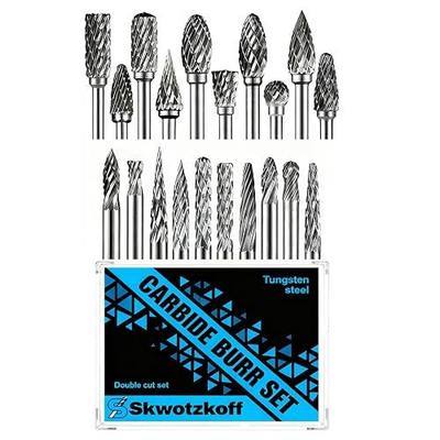 20PCS Tungsten Carbide Burr Set, 1/8"&1/4" Head 1/8" Shank HRA90 Rotary Burr Bits, Compatible with Dremel for Metal Grinding, Wood Carving, Deburring,Engraving, Drilling