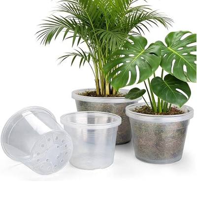 15 Pack 8/10/12 Inch Large Clear Nursery Pots with Drainage Hole, Plastic Plant Pots for Seedling Flower Vegetable, Indoor Outdoor Gardening, Used as Liner Inside Decorative Pot (8 10 12 inch)