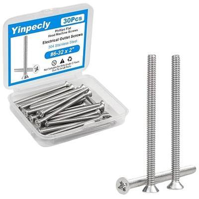 30Pcs 6-32 x 2 inch Extra Long Outlet Screws, Electrical Outlet Extender Machine Screws for Sunken Outlet Repair, Loose Electrical Box Fixing, Device Mounting and Receptacle Installation