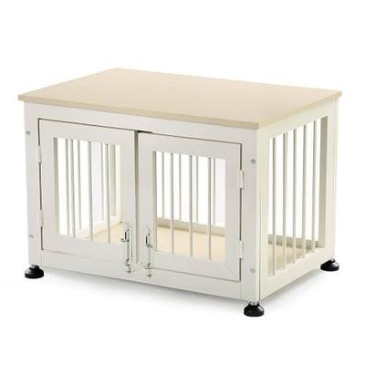 26 Inch Dog Crate Furniture, Heavy Duty Dog Crate for Small Dogs, Indestructible Cage for High Anxiety Dogs with Wooden Table for Indoor Decorative, Escape-Proof Locks & Double Door Cage