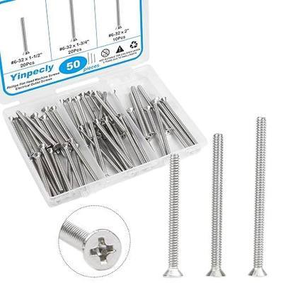 50Pcs 6-32 Machine Screws, Extra Long Outlet Screws | Outlet Cover Screws, 1-1/2, 1-3/4, and 2 inch Lengths for Sunken Outlet Repair, Loose Electrical Box Fixing, Device Mounting