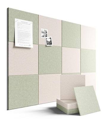 Fluxynara Felt Bulletin Board & Cork Board Alternative, Oatmeal & Sage | 48" x 36" Pin board, Removable Adhesive Tabs, Easy Install Without Wall Damage, For Home Office Decor