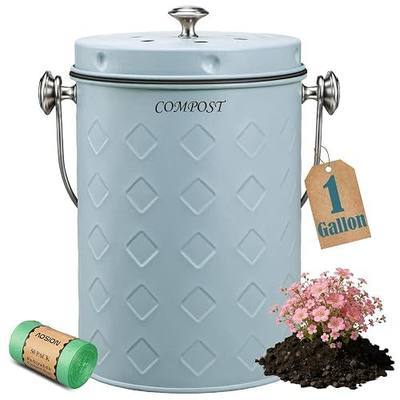 AOSION Countertop Compost Bin Kitchen,Odorless Indoor Compost Bin with Lid | 1 Gallon Composter Container,Removable Inner Bucket,50 Compost Bags,2 Carbon Filters,ideal for food scraps,coffee grounds