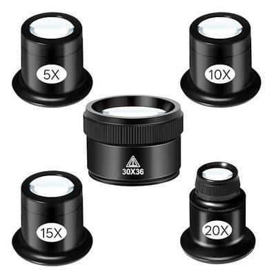 5 Pack Jewelers Loupe Magnifier Set, 5X 10X 15X 20X 30X | Glass lenses, Portable eye loupe design, Multiple magnification levels for coins, Stamps, Jewelry, Rocks and small details