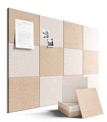 Fluxynara 48" x 36" Large Felt Bulletin Board, Oatmeal & Deep Camel | 12 Pack Cork Board Alternative with 60 Safe Adhesive Tabs, Pin Boards for Wall Decor, Home, Office, Classroom, Dorm