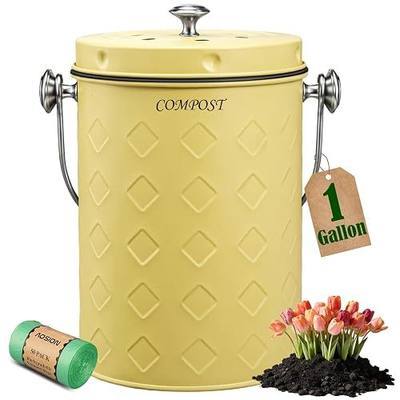 AOSION Countertop Compost Bin Kitchen,Odorless Indoor Compost Bin with Lid | 1 Gallon Composter Container,Removable Inner Bucket,50 Compost Bags,2 Carbon Filters,ideal for food scraps,coffee grounds