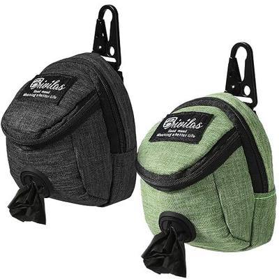 Talltalk 2 Pieces Dog Treat Pouch Pet Dog Poop Holder Dispenser Outdoor Carrier Waste Zipper Pouch with Metal Button for Most Leash (Green, Black)