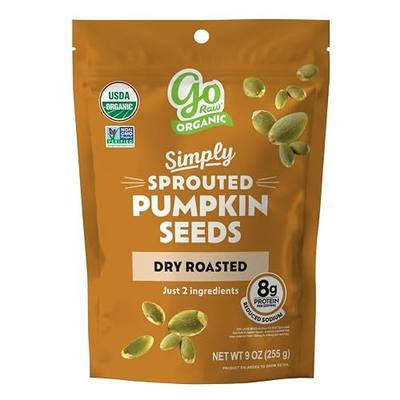 Go Raw Organic Sprouted Pumpkin Seeds - Dry Roasted Salted Pepita Snack | Keto, Non-GMO, Vegan, Gluten-Free, Kosher, Paleo, Protein-Packed Superfood, Healthy Snack for Adults and Kids, 9oz Bag