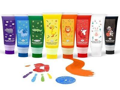 Washable Finger Paint with a Sponge Head, 8 Colors (1.69fl oz/Tube) Non-Toxic, Toddler Painting Set for Kids Boys Girls Gifts, Hand-Painted DIY, Ages 3 4 5 6+