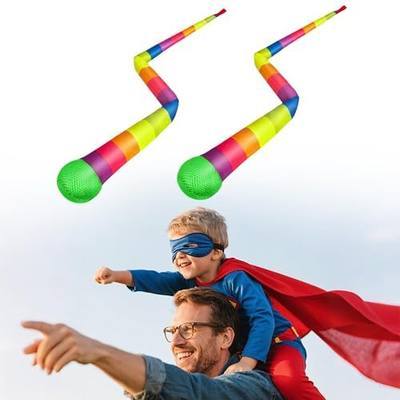 2 Pcs 8 Colors Throw and Catch Balls with Rainbow Tails, Outdoor Toys Bulk Playground Balls for Kids Adults, Physical Equipment Indoor Recess Games for Preschool, Camping Toys, 37"
