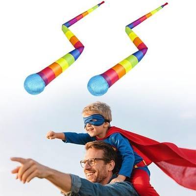 2 Pcs 8 Colors Throw and Catch Balls with Rainbow Tails, Outdoor Toys Bulk Playground Balls for Kids Adults, Physical Equipment Indoor Recess Games for Preschool, Camping Toys, 37"