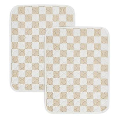 2 Pack Beige Checkered Washable Pee Pads for Dogs, Checkered Reusable Dog Pee Pads, for Puppy Playpen, Crate, Whelping Box, Potty Training, Cute Aesthetic Absorbency, Leak-Proof Non-Slip