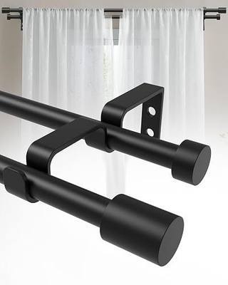Double Curtain Rods for Windows 28-48, 5/8 in Adjustable Double Curtain Rod | Easy to Install, Heavy Duty Curtain Rod Suitable for Living Rooms, Bedrooms, Outdoors, Black