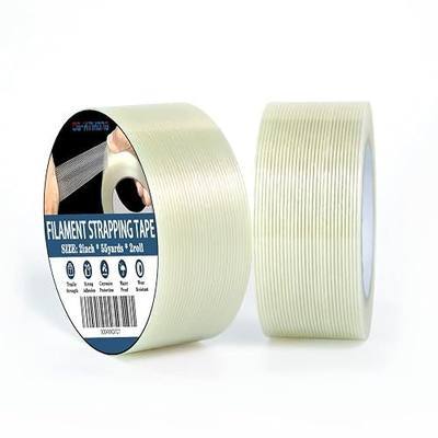 2 Rolls Filament Strapping Tape, 2'' x 55yds x 5.5mil Reinforced Fiberglass Heavy Duty Packing Strips,Resistant for Shipping Fixing and Protection,Sealing,Waterproof