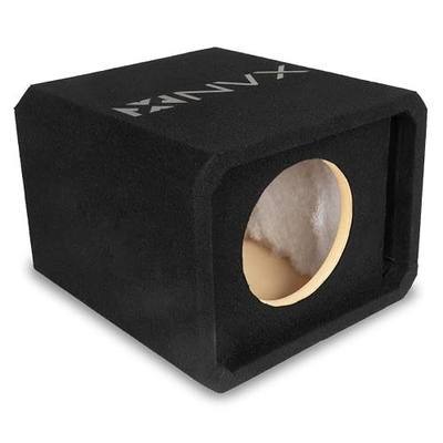 NVX NE81P Single 8" Ported Subwoofer Enclosure – 0.75 Cu Ft MDF Sub Box with Polyfil, 38Hz Slot Port, Spring Terminals, Black Carpet Finish