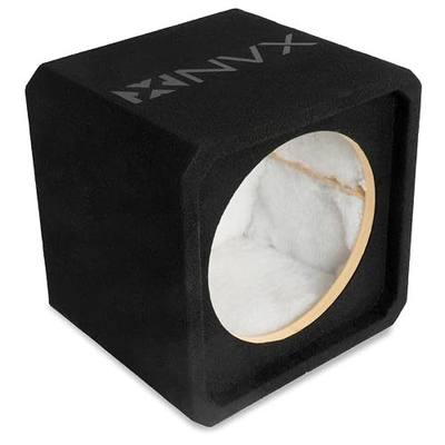 NVX NE121S Single 12" Sealed Subwoofer Enclosure – 1.0 Cu Ft MDF Sub Box with Polyfill, Spring Terminals, Black Carpet Finish
