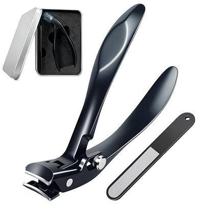 Toenail Clippers for Seniors Long Handle Toe Nail Clippers Set for Thick Toenails Sharp Fingernail Cutters Trimmers for Men & Women Nail Clipper for Thick Toenails (Black, Long Handle)