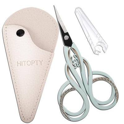 Small Sharp Scissors, Precision Sewing Shears | Stainless Steel, Pointed Tip Tool with Cover for Craft, Embroidery, Needlework, Cross Stitch, Paper, Detail Cutting