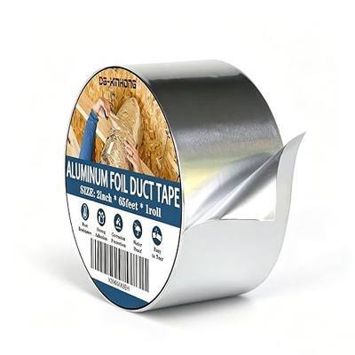 Aluminum Foil Duct Tape(2 inch x 65 Feet, 3.9 mil), Insulation Adhesive Metal High Temperature Heavy Duty Waterproof HVAC Tape, Silver for Ductwork, Dryer Vent, HVAC, Sealing