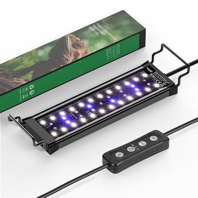 12W LED UVB Light for Reptiles Terrarium Light Extendable Reptile Tank Light with Controller &Dimming and 5 UVI Modes Full Spectrum Brilliant White Blue Red Lights for Bearded Dragon, Gecko