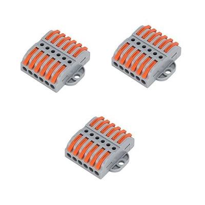 3Pcs Lever Wire Connectors, 6 in 6 Out DIY Mini Quick Electrical Connectors, 24-12 AWG,(6 in 6 Out)