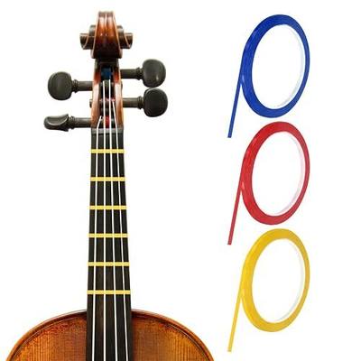 MECCANIXITY 216 ft 3 Rolls Violin Fingerboard Tapes 3mm Adhesive PET Cello Finger Guide Sticker Fingerboard Tape for Various Orchestra Instruments Fretboard Note Position, (Red, Yellow, Blue)