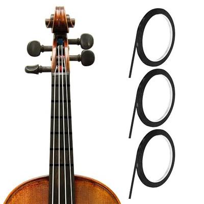 MECCANIXITY 216 ft 3 Rolls Violin Fingerboard Tapes 3mm Black Adhesive PET Cello Finger Guide Fingerboard Tape for Various Orchestra Instruments Fretboard Note Positions