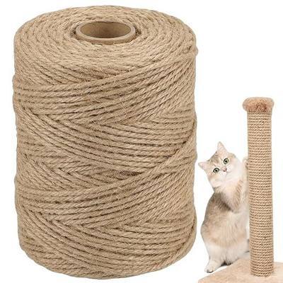 Natural Sisal Rope for Cat Scratcher, 1/4 Inch x 164 Feet | 4-Ply Heavy-Duty Twine, Ideal For Scratching Post Repair, Crafts, Garden Tying, And Home Décor