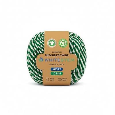 Green & White Cotton Twine 200 Feet – Organic Baker’s Twine, Food Safe Butcher String, Gift Wrapping for Crafts, DIY Decor, Spring Packaging