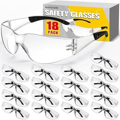 18 Pack Clear Safety Glasses, Scratch Resistant Safety Glasses Bulk for Men Women, Clear Impact Resistant Eye Protection Glasses with Wrap-Around Lenses for Work, Lab, Construction, Lightweight
