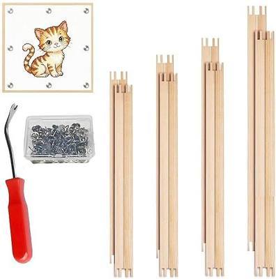 16 Pcs 4 Sets Stretcher Bars for Needlework Canvas Stretcher Bars 10 Different Size Combinations Embroidery Stretcher Bars for Cross Stitch Frame Set with Thumbtack and Remover Tool(Small Size)