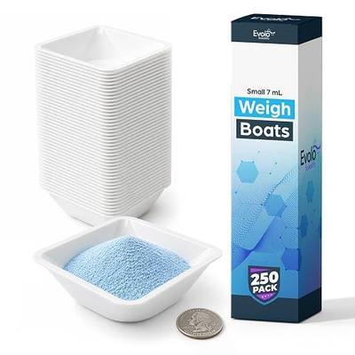 Weigh Boats Small (7mL, 250 Pack) - Easy Pour, Anti-Static Disposable Weighing Dishes Polystyrene Lab Dish Counting Tray for Powder Scale, Liquid, Food Samples, Cultures, Pharmaceutical Reagents