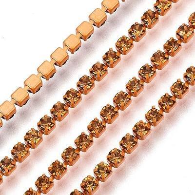 KISSITTY 2mm Rhinestone Chain 10 Yards Dark Orange Color SS6.5 Crystal Trim Cup Chains Embellishments for DIY Sewing Jewelry Wedding Party Clothes Decoration Crafts Ornaments
