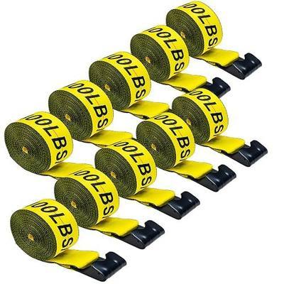 Truck Straps, 4" x30' Heavy Duty Tie Down w/Flat Hooks 18,000lbs Break Strength, WLL# 6000lbs, Winch Straps Cargo Straps tie Down for Flatbeds, Trucks, Trailers, Farms, Rescues, Tree Saver(10 Pack)