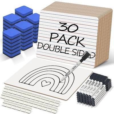 Dry Erase Boards, 30 Pack 9 x 12 Inch Mini Portable Practice White Boards with 30 Markers, 30 Erasers, Double Sided Personal Small Whiteboards with Lines for Kids, Students, Teachers Classroom School