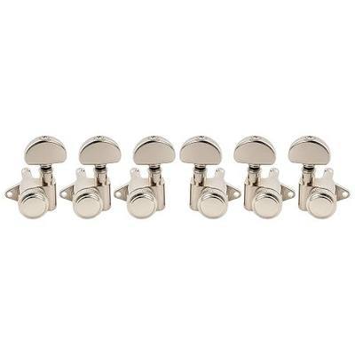 Musiclily Pro R18K 3R3L 18:1 Ratio Full Sealed Locking Machine Heads Tuners Tuning Pegs Keys with Half-Moon Button for Acoustic Electric Guitar, Nickel