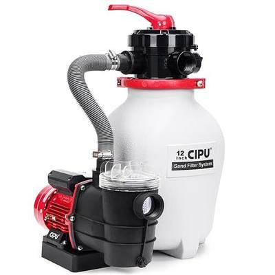 CIPU 12-inch Sand Filter Pump System for Above Ground Pools, 0.35HP 115V Pool Sand Filter with 4-Way Valve