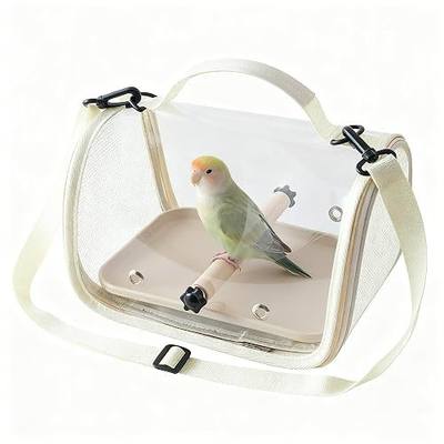 Hands Free Small Pet Cage with Breathable Mesh Windows Parrot Backpack | Small Bag for Vet Visit Shopping Hiking, Clear View Portable Bird Travel Carrier with Easy Clean Removable Tray and Perch