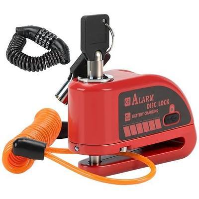 Rechargeable Motorcycle Disc Lock with 120dB Alarm | 5FT Reminder Cable with Anti-Theft Helmet Lock Cable, IP67 Waterproof, Universal Fit for Motorcycle Bike Scooter Ebike